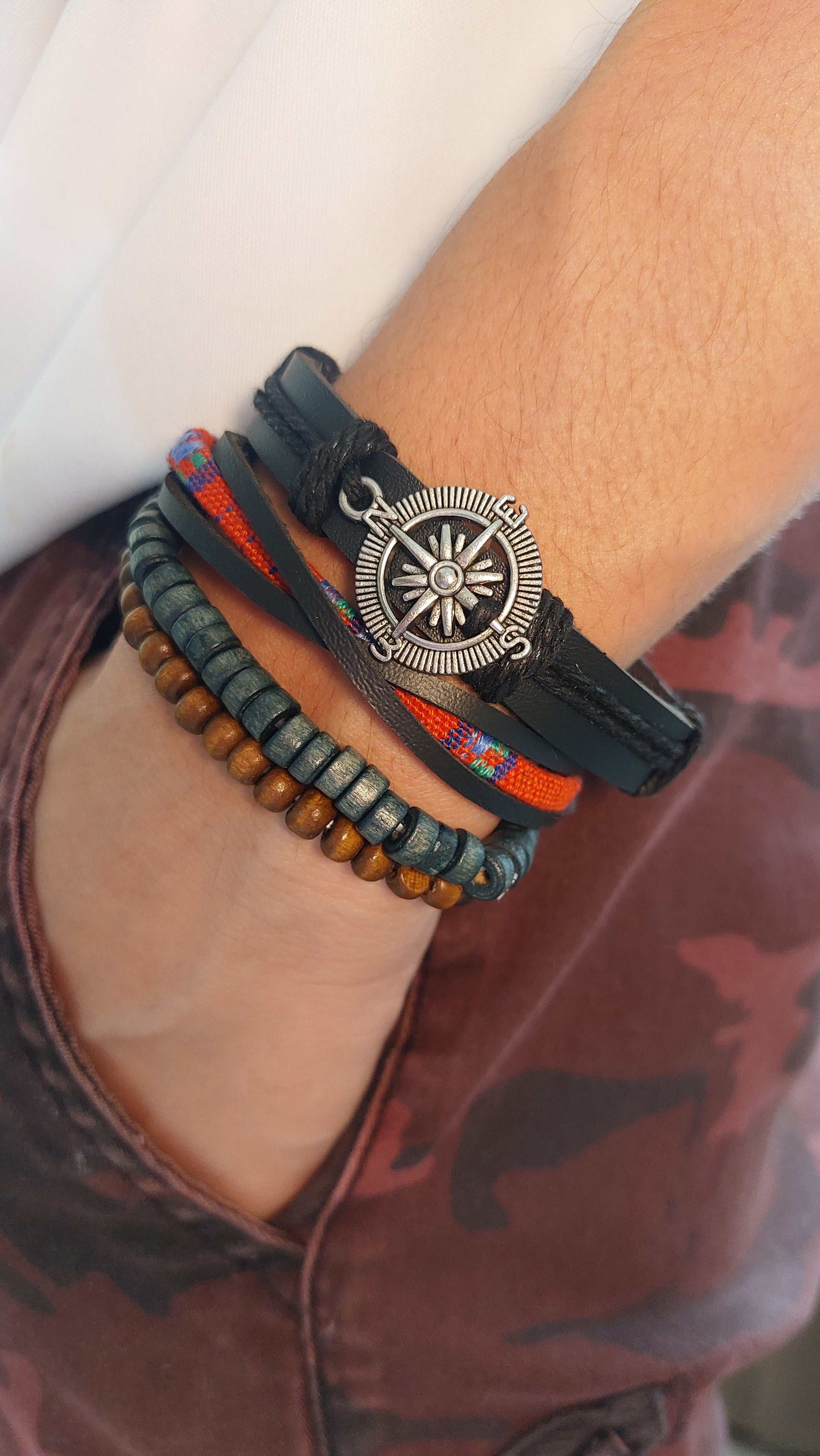 Pulsera Hombre Brújula Cuero